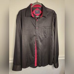 Design in Italy FLEX L long‎ sleeve shirt mens Black w/ red`trim Size Medium